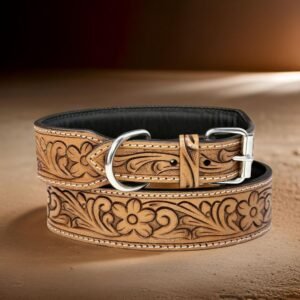Handcrafted Floral Tooled Leather Belt